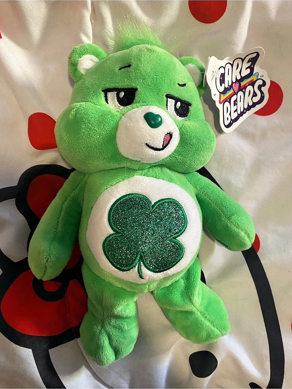 Care Bears Good Luck Bear 9-Inch Bean Plush Green Plush Bear NWT